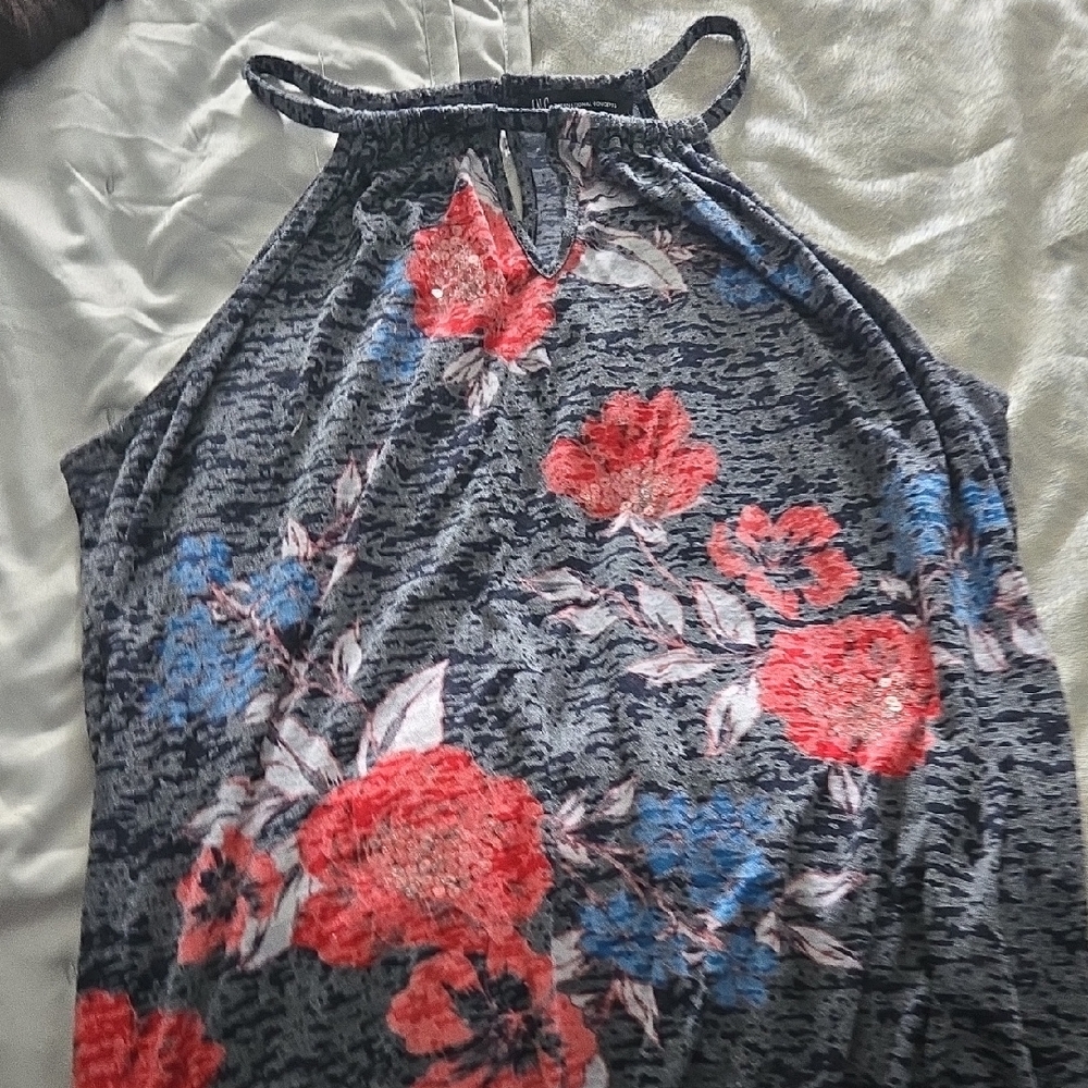 INC International Concepts Red and Blue Halter Tank Top